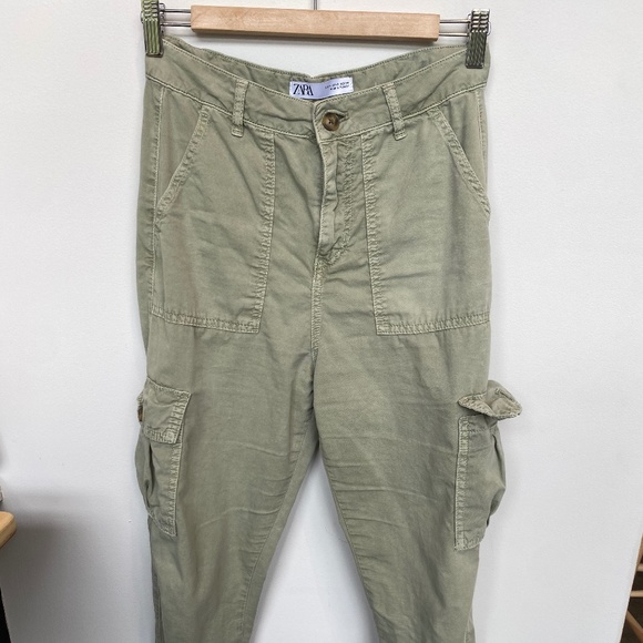 Zara Olive Cargo Pant Size 2 - Picture 1 of 8